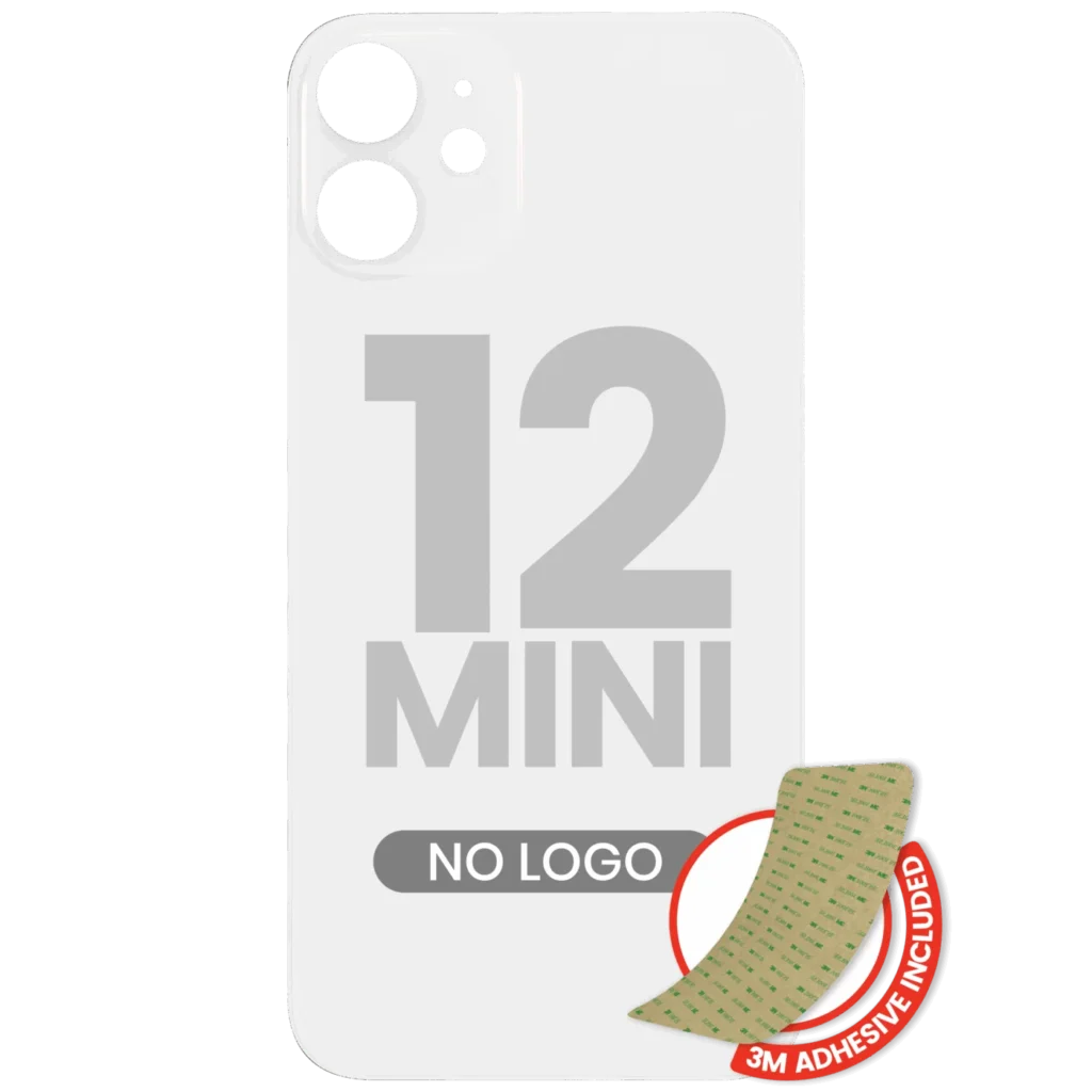Back Glass With 3M Adhesive For iPhone 12 Mini (No Logo / Large Camera Hole) (White)