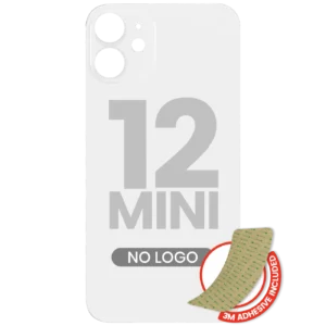 Back Glass With 3M Adhesive For iPhone 12 Mini (No Logo / Large Camera Hole) (White)