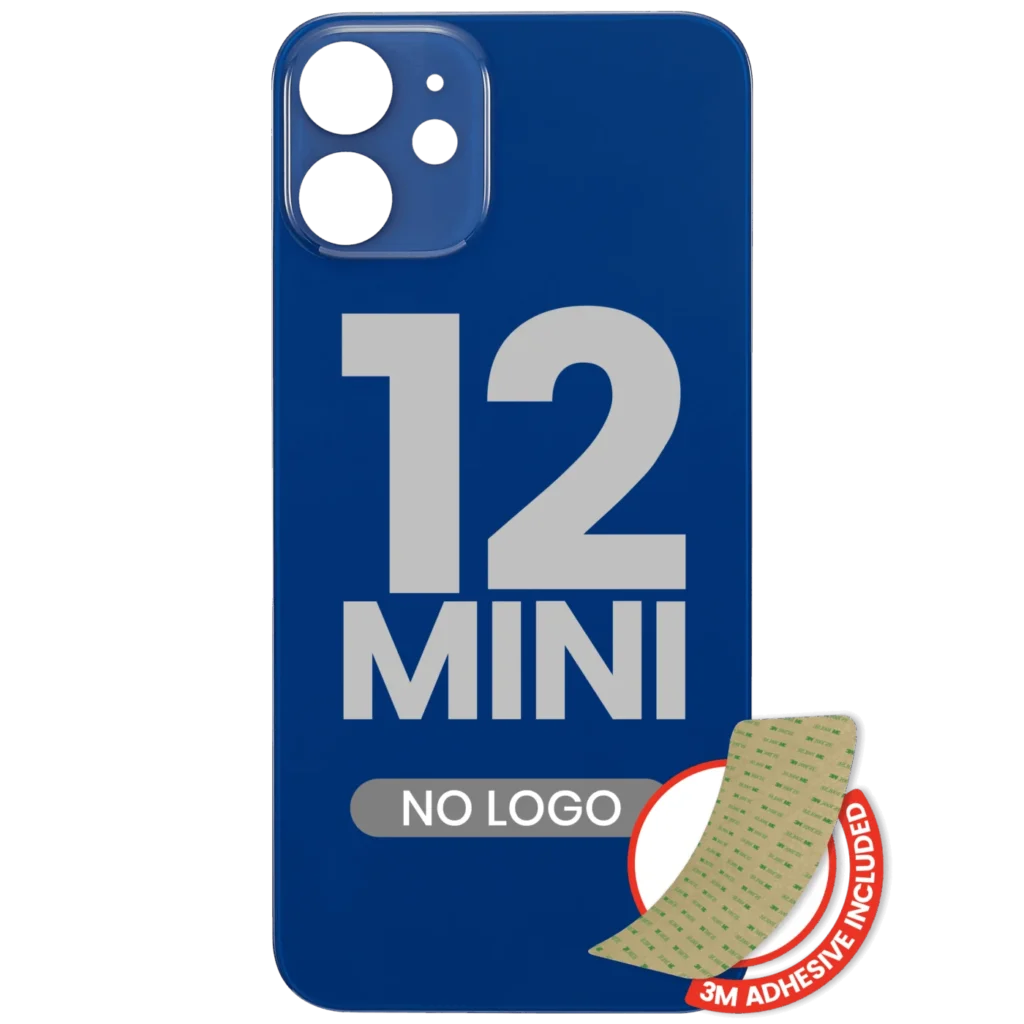 Back Glass With 3M Adhesive For iPhone 12 Mini (No Logo / Large Camera Hole) (Blue)