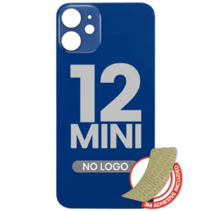 Back Glass With 3M Adhesive For iPhone 12 Mini (No Logo / Large Camera Hole) (Blue)