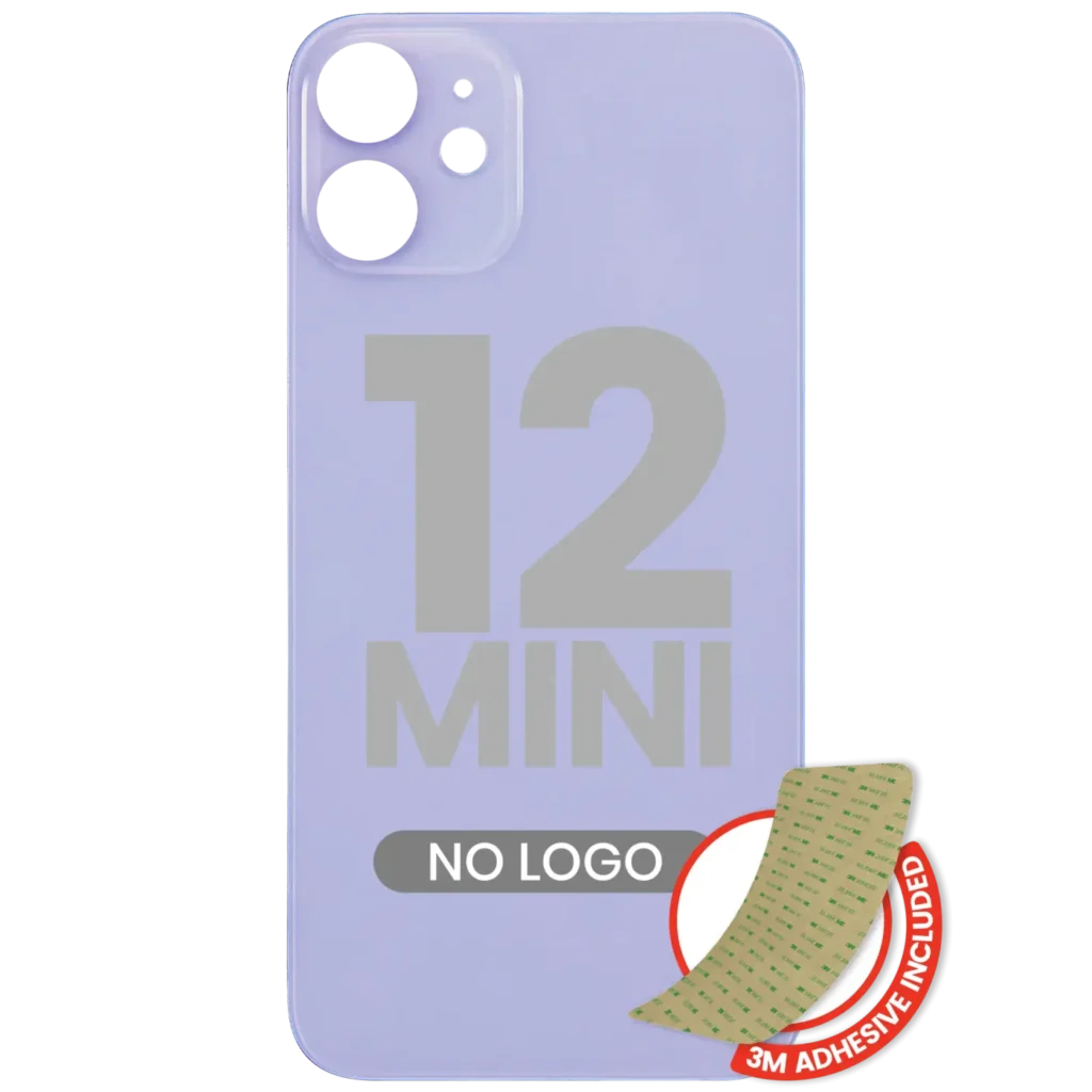 Back Glass With 3M Adhesive For iPhone 12 Mini (No Logo / Large Camera Hole) (Purple)