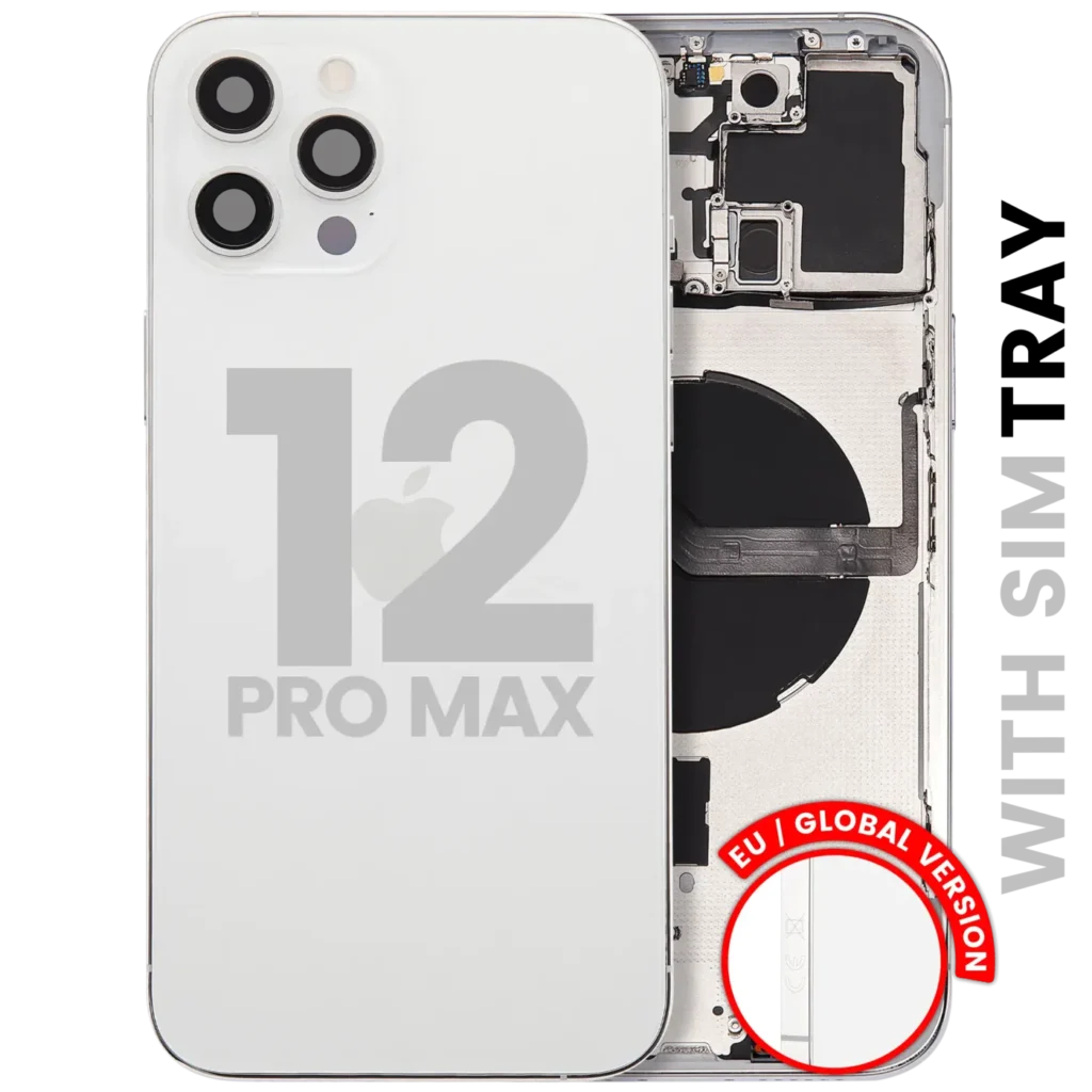 Back Housing W/ Small Parts For iPhone 12 Pro Max (EU / Global Version) (Used OEM Pull: Grade C) (Silver)