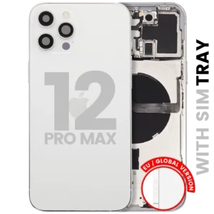 Back Housing W/ Small Parts For iPhone 12 Pro Max (EU / Global Version) (Used OEM Pull: Grade C) (Silver)