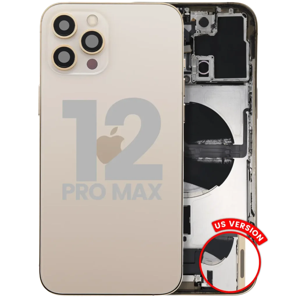 Back Housing W/ Charging Port Flex & Small Parts For iPhone 12 Pro Max (US Version) (Used OEM Pull: Grade A) (Gold)