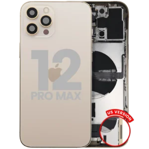 Back Housing W/ Charging Port Flex & Small Parts For iPhone 12 Pro Max (US Version) (Used OEM Pull: Grade A) (Gold)