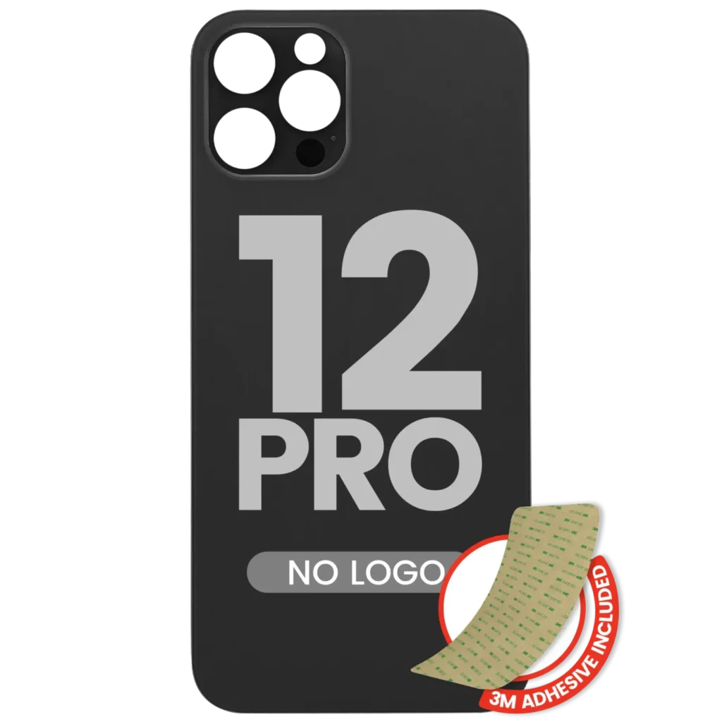 Back Glass With 3M Adhesive For iPhone 12 Pro (No Logo / Large Camera Hole) (Graphite)