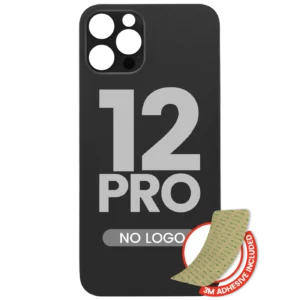 Back Glass With 3M Adhesive For iPhone 12 Pro (No Logo / Large Camera Hole) (Graphite)