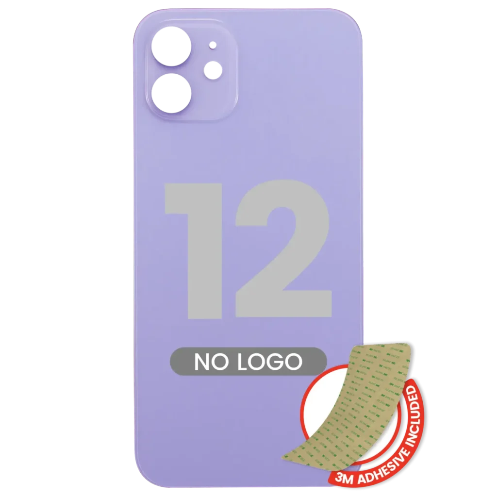 Back Glass With 3M Adhesive For iPhone 12 (No Logo / Large Camera Hole) (Purple)