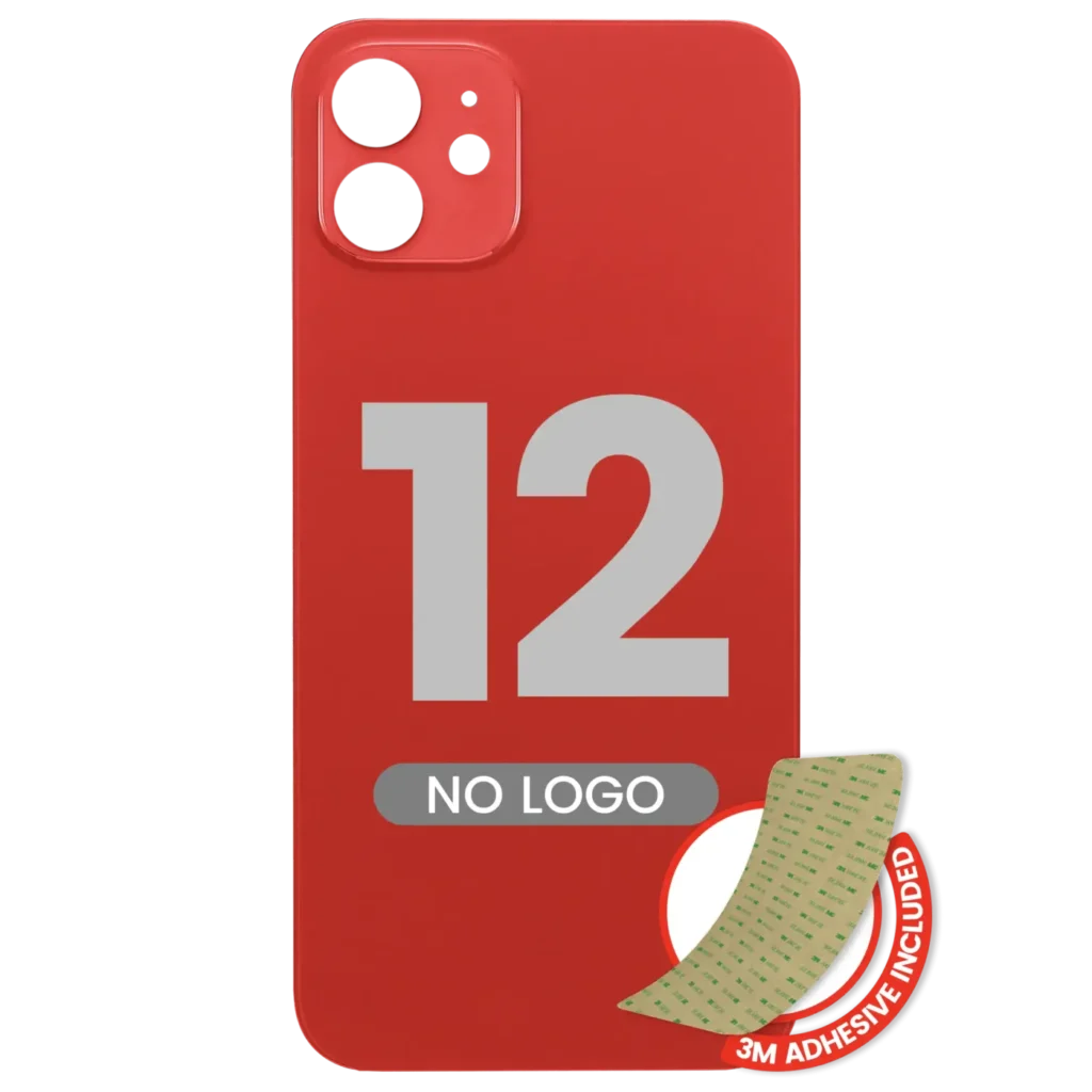 Back Glass With 3M Adhesive For iPhone 12 (No Logo / Large Camera Hole) (Red)