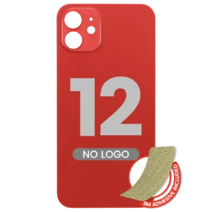 Back Glass With 3M Adhesive For iPhone 12 (No Logo / Large Camera Hole) (Red)