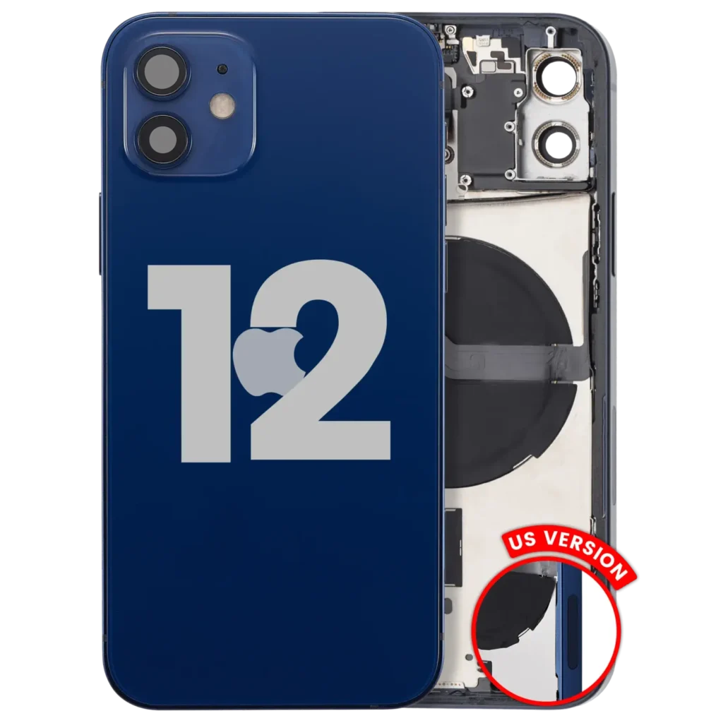 Back Housing W/ Small Parts For iPhone 12 (US Version) (Used OEM Pull: Grade A) (Blue)
