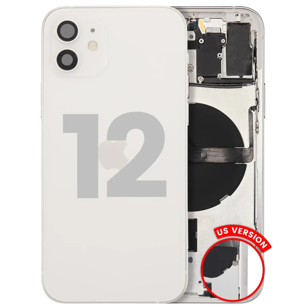 Back Housing W/ Small Parts For iPhone 12 (US Version) (Used OEM Pull: Grade C) (White)