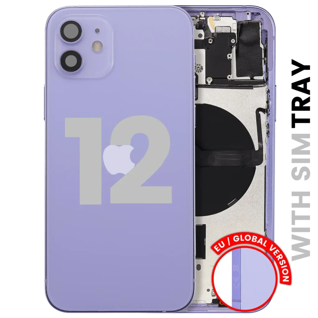 Back Housing W/ Small Parts For iPhone 12 (EU / Global Version) (Used OEM Pull: Grade C) (Purple)