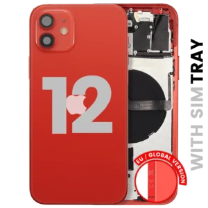 Back Housing W/ Small Parts For iPhone 12 (EU / Global Version) (Used OEM Pull: Grade C) (Red)