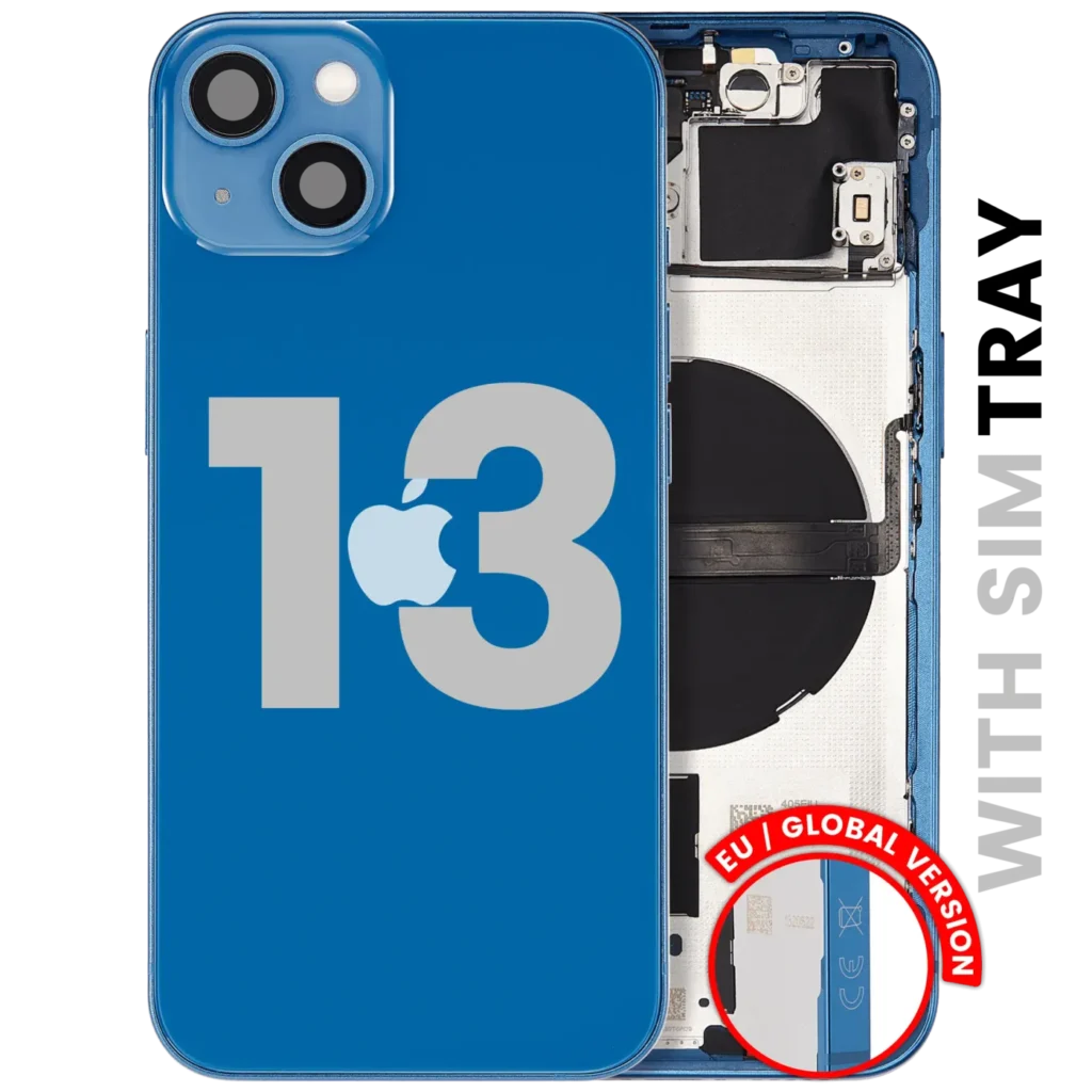 Back Housing W/ Small Parts For iPhone 13 (EU / Global Version) (Used OEM Pull: Grade C) (Blue)
