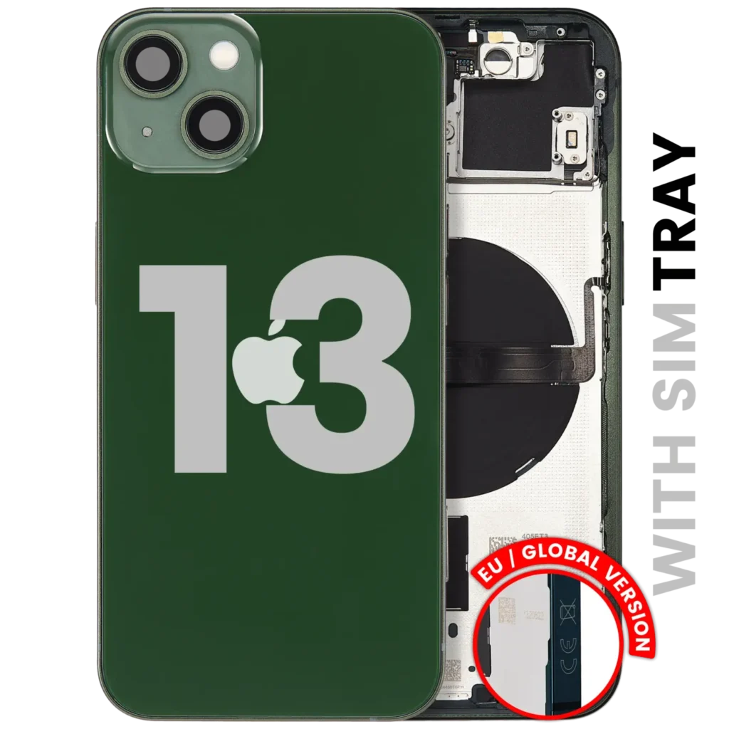 Back Housing W/ Small Parts For iPhone 13 (EU / Global Version) (Used OEM Pull: Grade C) (Green)