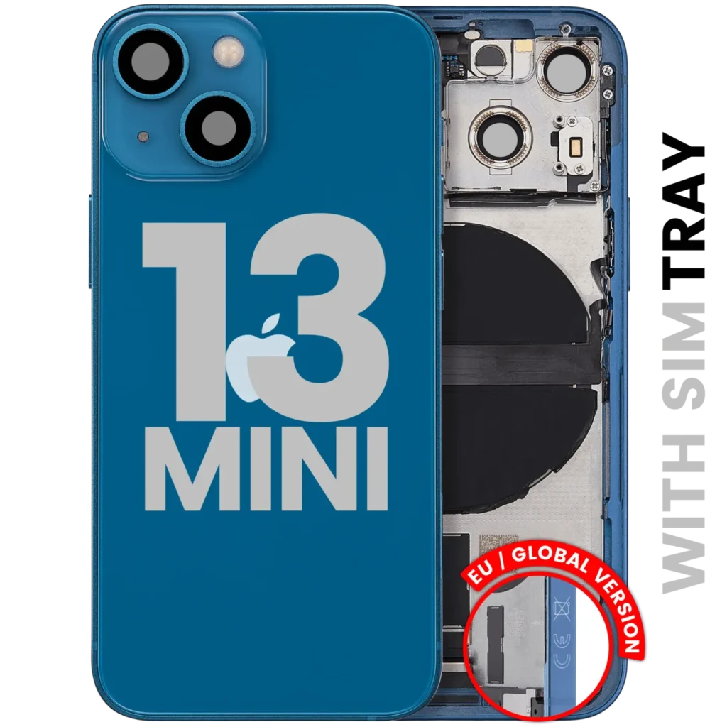 Back Housing W/ Charging Port Flex & Small Parts For iPhone 13 Mini (EU / Global Version) (Used OEM Pull: Grade C) (Blue)