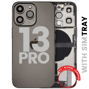 Back Housing W/ Charging Port Flex & Small Parts For iPhone 13 Pro (EU / Global Version) (Used OEM Pull: Grade C) (Graphite)