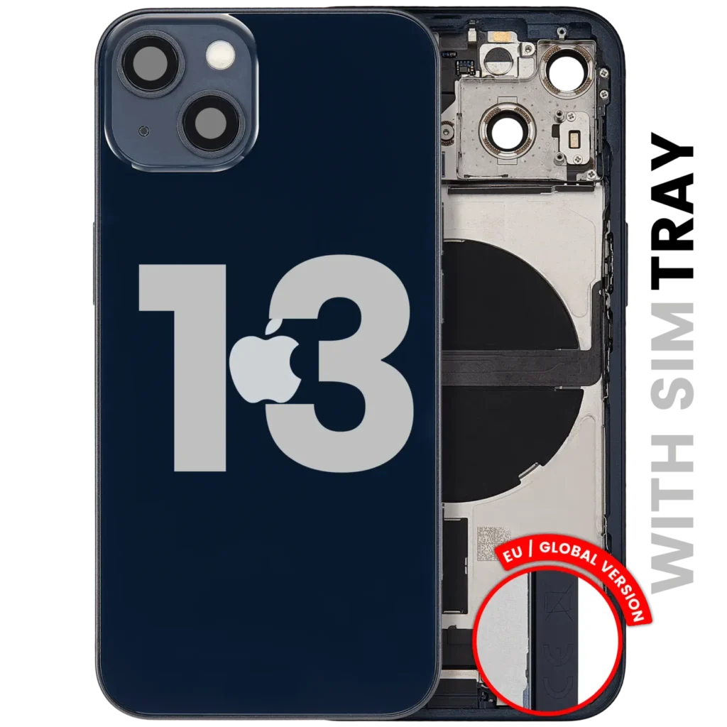 Back Housing W/ Charging Port Flex & Small Parts For iPhone 13 (EU / Global Version) (Used OEM Pull: Grade C) (Midnight)