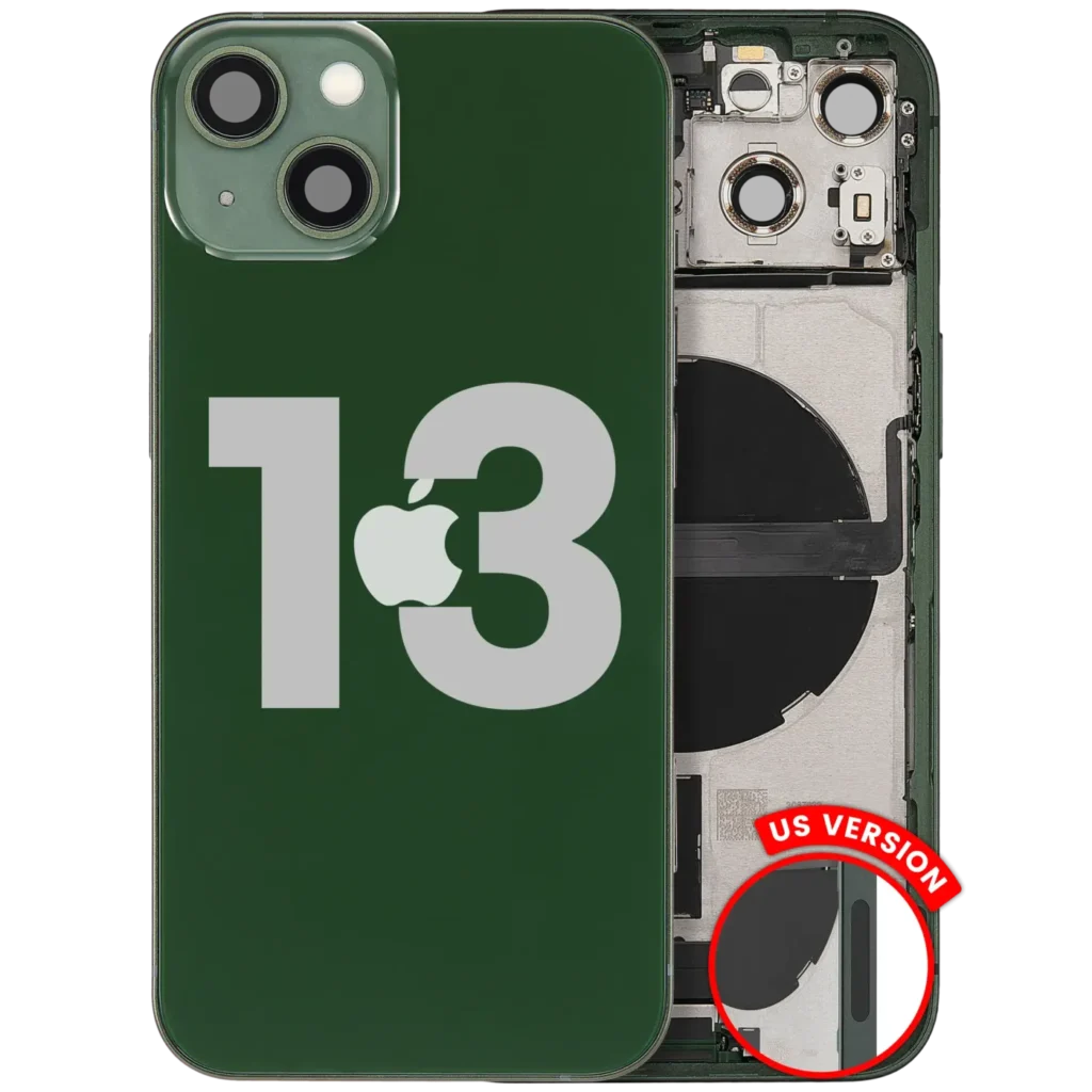 Back Housing W/ Charging Port Flex & Small Parts For iPhone 13 (US Version) (Used OEM Pull: Grade A) (Green)