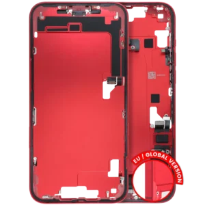 Mid-Frame Housing W/ Charging Port Flex & Small Parts For iPhone 14 Plus (EU / Global Version) (Used OEM Pull: Grade B) (Red)