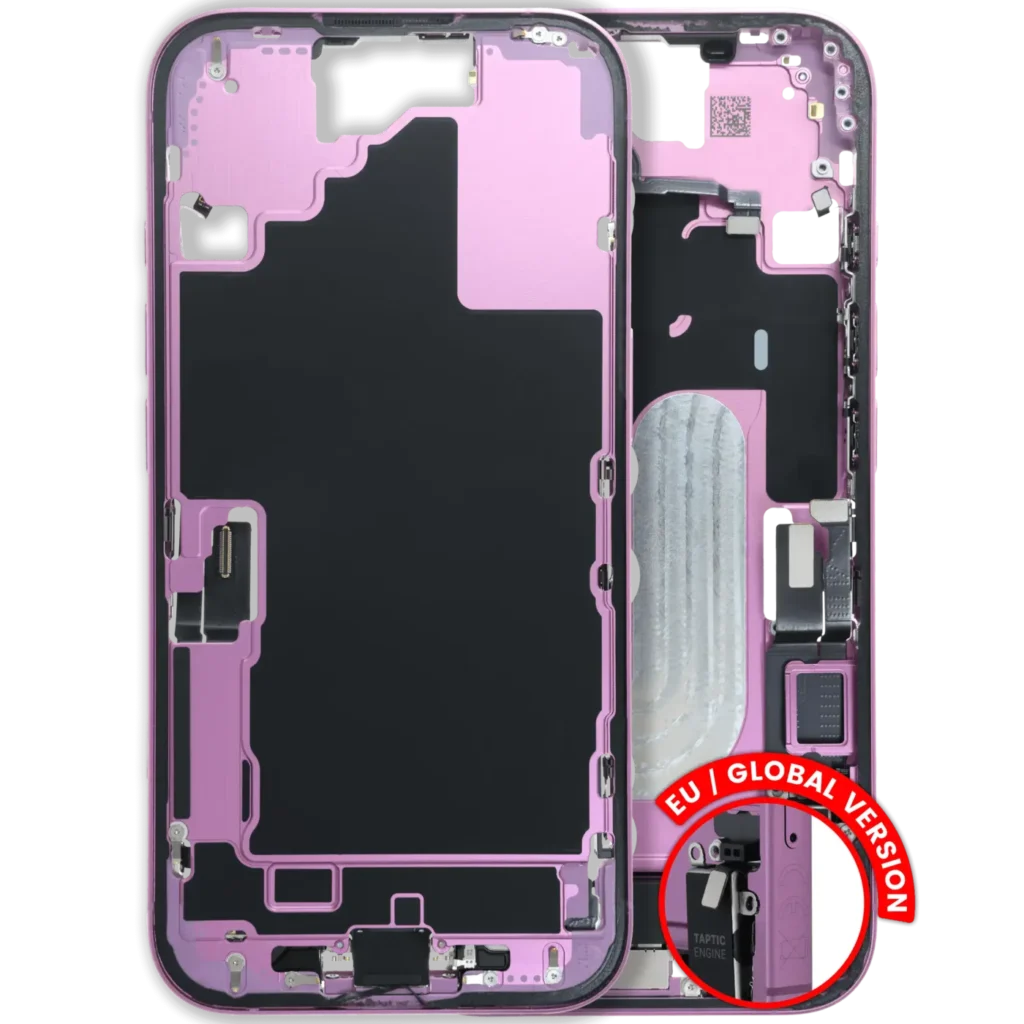 Mid-Frame Housing W/ Charging Port Flex & Small Parts For iPhone 16 (EU / Global Version) (Used OEM Pull: Grade C) (Pink)