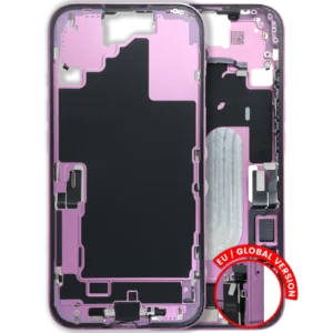 Mid-Frame Housing W/ Charging Port Flex & Small Parts For iPhone 16 (EU / Global Version) (Used OEM Pull: Grade C) (Pink)