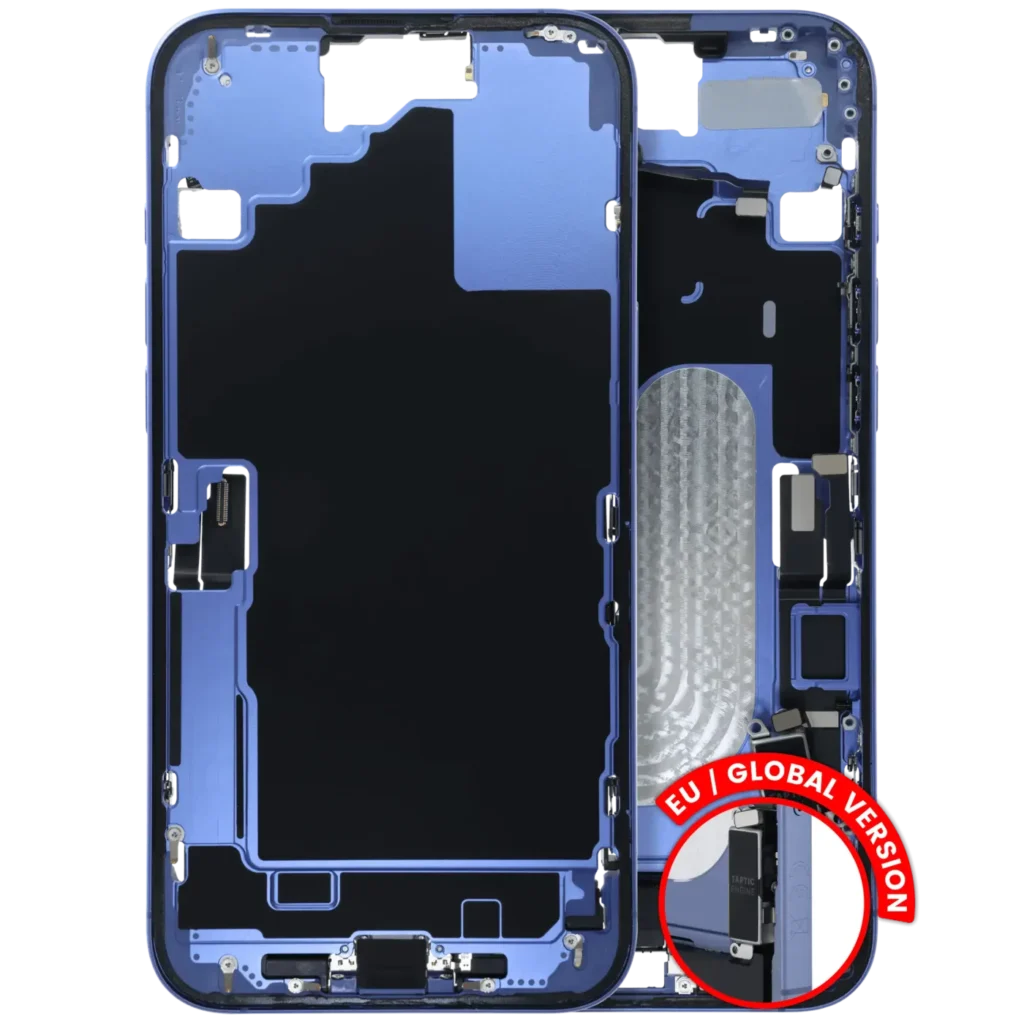 Mid-Frame Housing W/ Charging Port Flex & Small Parts For iPhone 16 Plus (EU / Global Version) (Used OEM Pull: Grade B) (Ultramarine)