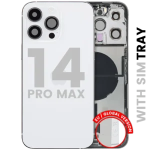 Back Housing W/ Charging Port Flex & Small Parts For iPhone 14 Pro Max (EU / Global Version) (Used OEM Pull: Grade C) (Silver)