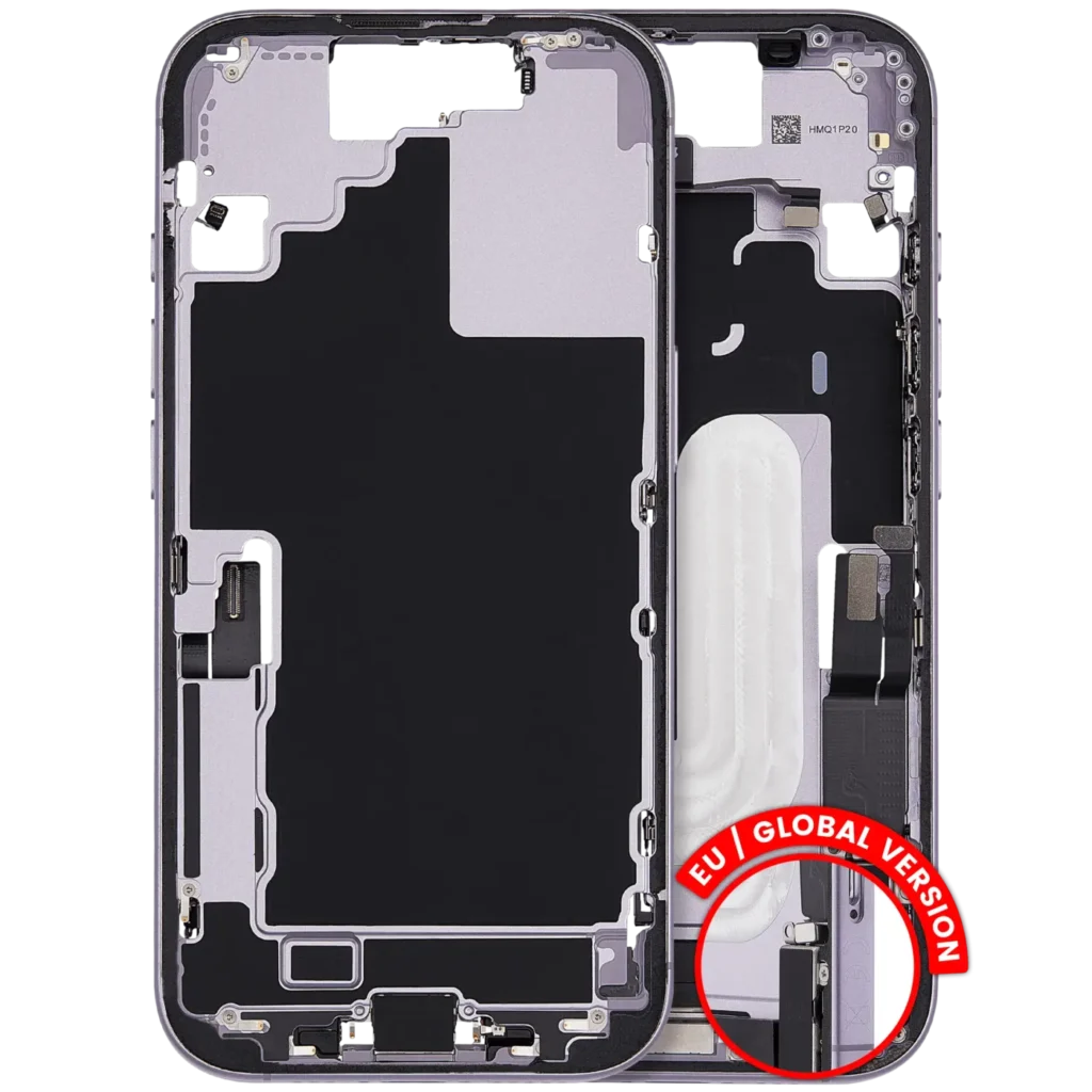 Mid-Frame Housing W/ Charging Port Flex & Small Parts For iPhone 17 (EU / Global Version) (Used OEM Pull: Grade A) (Lavender)