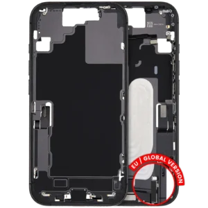Mid-Frame Housing W/ Charging Port Flex & Small Parts For iPhone 17 (EU / Global Version) (Used OEM Pull: Grade A) (Black)