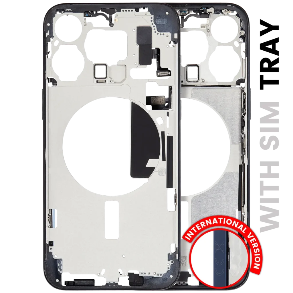 Mid-Frame Housing W/ Small Parts For iPhone 15 Pro Max (EU / Global Version) (Used OEM Pull: Grade A) (Blue Titanium)