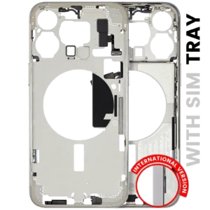 Mid-Frame Housing W/ Small Parts For iPhone 15 Pro Max (EU / Global Version) (Used OEM Pull: Grade C) (White Titanium)
