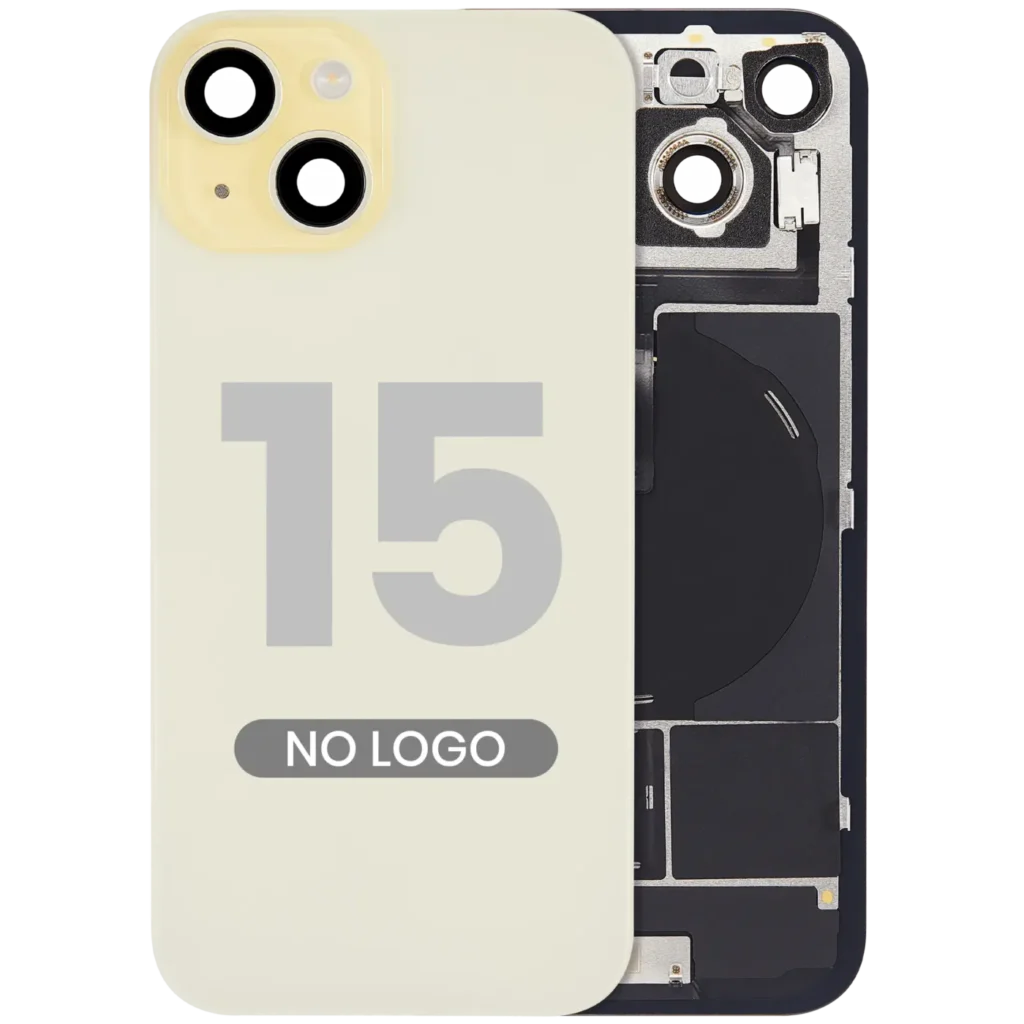 Back Glass w/ MagSafe Magnet & NFC & Flashlight Flex For iPhone 15 (No Logo) (Aftermarket) (Yellow)
