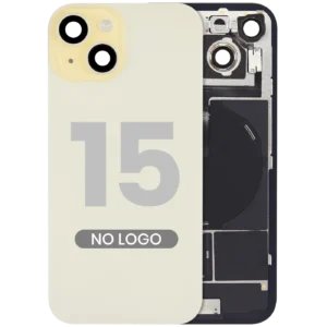 Back Glass w/ MagSafe Magnet & NFC & Flashlight Flex For iPhone 15 (No Logo) (Aftermarket) (Yellow)