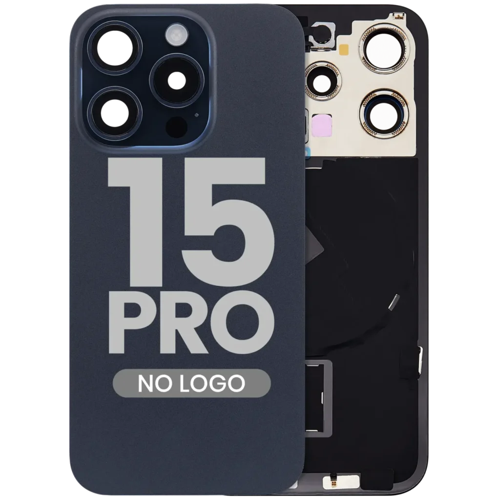 Back Glass w/ MagSafe Magnet & NFC & Flashlight Flex For iPhone 15 Pro (No Logo) (Aftermarket) (Blue Titanium)