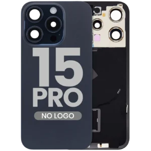 Back Glass w/ MagSafe Magnet & NFC & Flashlight Flex For iPhone 15 Pro (No Logo) (Aftermarket) (Blue Titanium)