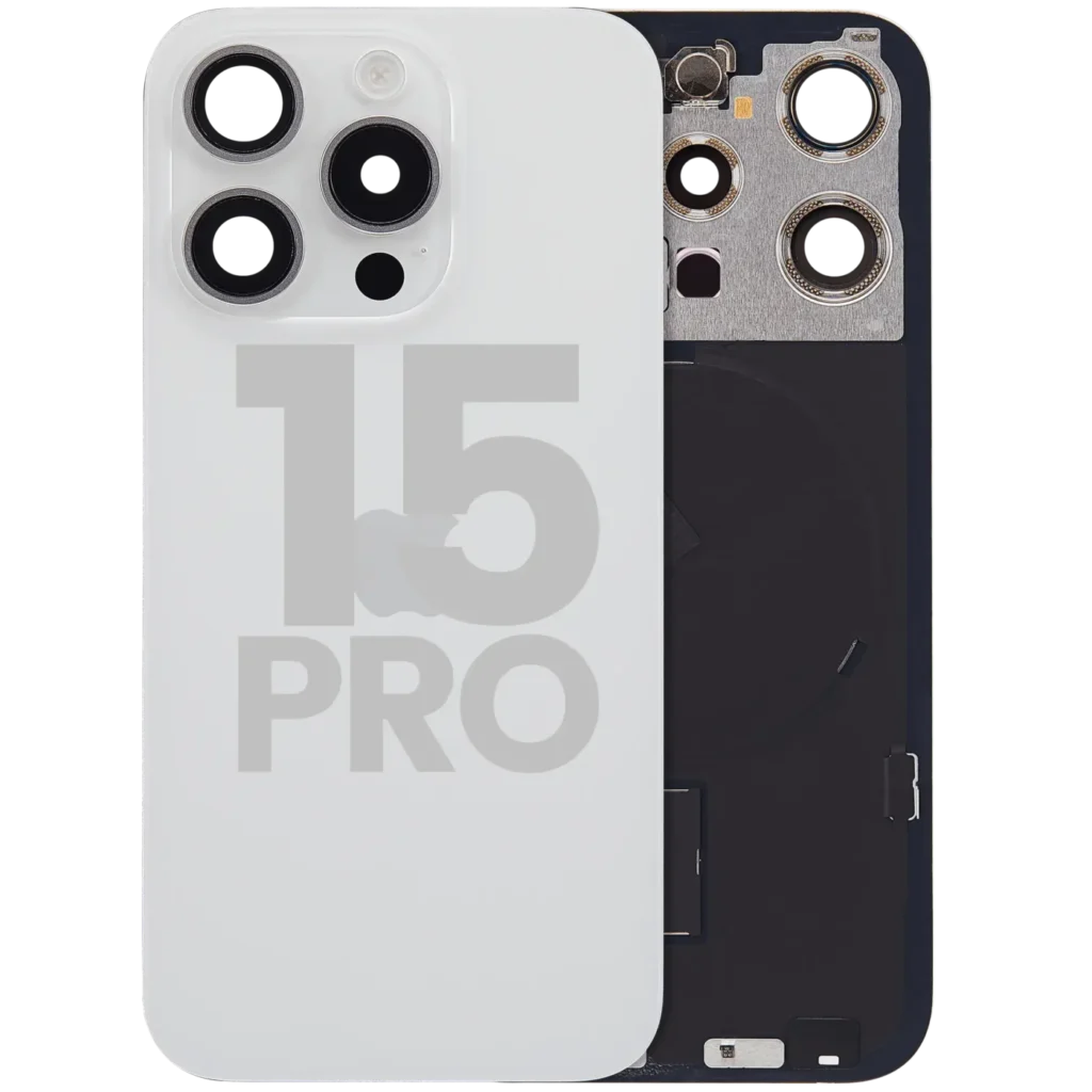 Back Glass w/ MagSafe Magnet & NFC & Flashlight Flex For iPhone 15 Pro (Used OEM Pull: Grade B) (White Titanium)