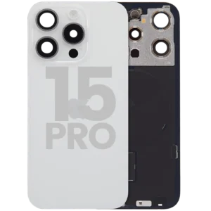Back Glass w/ MagSafe Magnet & NFC & Flashlight Flex For iPhone 15 Pro (Used OEM Pull: Grade B) (White Titanium)