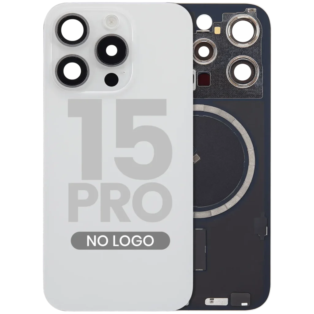 Back Glass w/ MagSafe Magnet For iPhone 15 Pro (No Logo) (Aftermarket) (White Titanium)