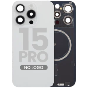 Back Glass w/ MagSafe Magnet For iPhone 15 Pro (No Logo) (Aftermarket) (White Titanium)