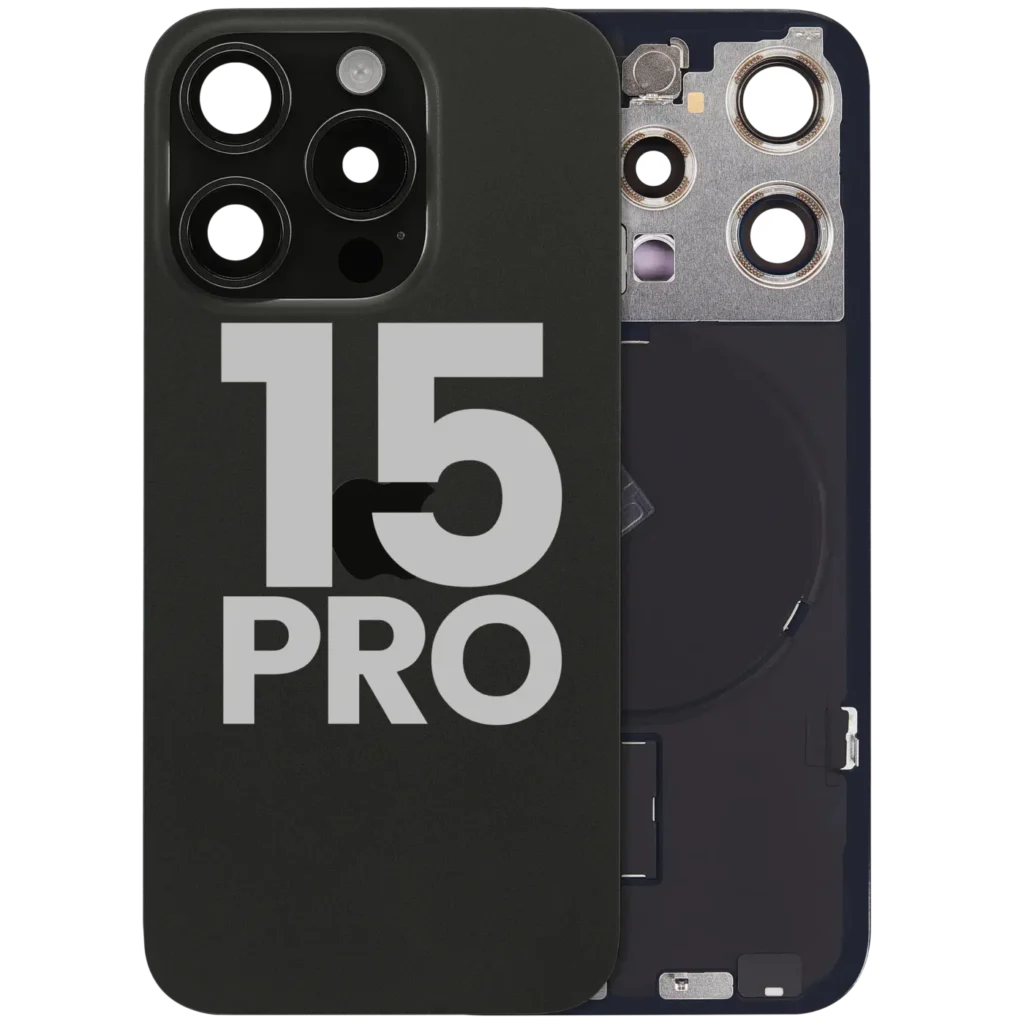 Back Glass w/ MagSafe Magnet & NFC & Flashlight Flex For iPhone 15 Pro (Used OEM Pull: Grade C) (Black Titanium)