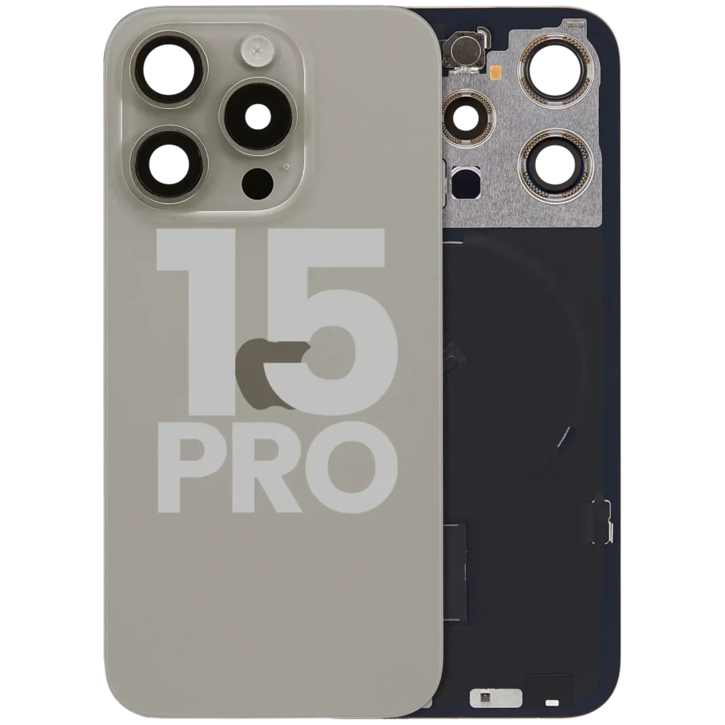 Back Glass w/ MagSafe Magnet & NFC & Flashlight Flex For iPhone 15 Pro (Used OEM Pull: Grade C) (Natural Titanium)
