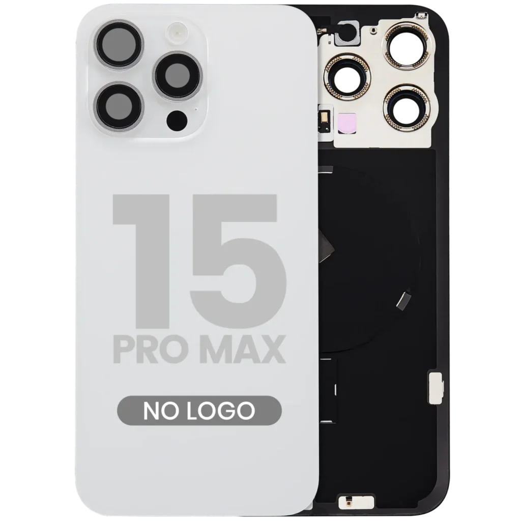 Back Glass w/ MagSafe Magnet & NFC & Flashlight Flex For iPhone 15 Pro Max (No Logo) (Aftermarket) (White Titanium)