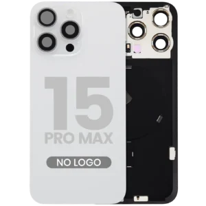 Back Glass w/ MagSafe Magnet & NFC & Flashlight Flex For iPhone 15 Pro Max (No Logo) (Aftermarket) (White Titanium)