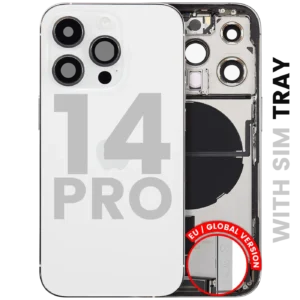 Back Housing W/ Charging Port Flex & Small Parts For iPhone 14 Pro (EU / Global Version) (Used OEM Pull: Grade B) (Silver)