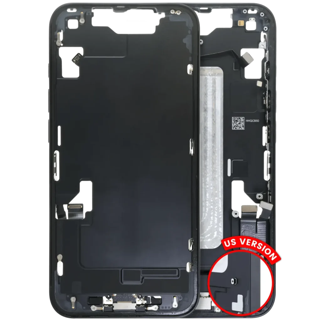 Mid-Frame Housing W/ Charging Port Flex & Small Parts For iPhone 16e / 17e (US Version) (Used OEM Pull: Grade C) (Black)