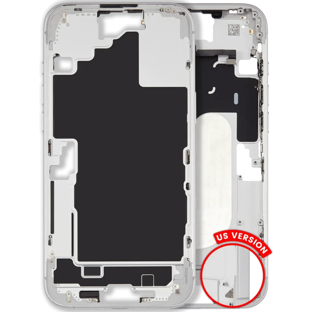 Mid-Frame Housing W/ Small Parts For iPhone 16 Plus (US Version) (Used OEM Pull: Grade B) (White)