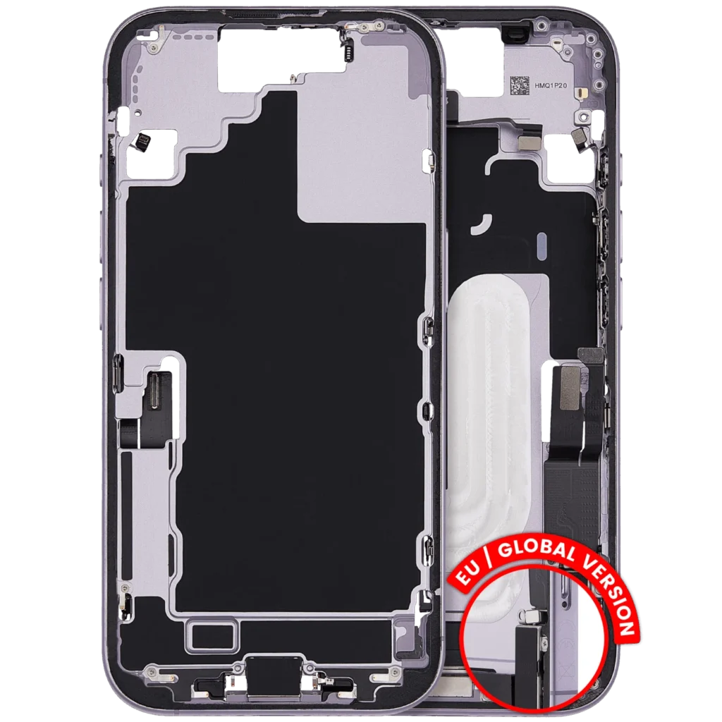 Mid-Frame Housing W/ Charging Port Flex & Small Parts For iPhone 17 (EU / Global Version) (Used OEM Pull: Grade B) (Lavender)