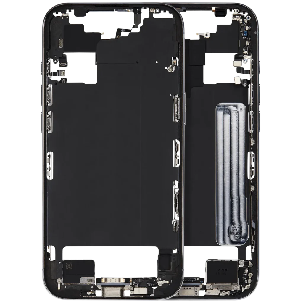 Mid-Frame Housing W/ Charging Port Flex & Small Parts For iPhone Air (US / EU Version) (Used OEM Pull: Grade C) (Sky Blue)
